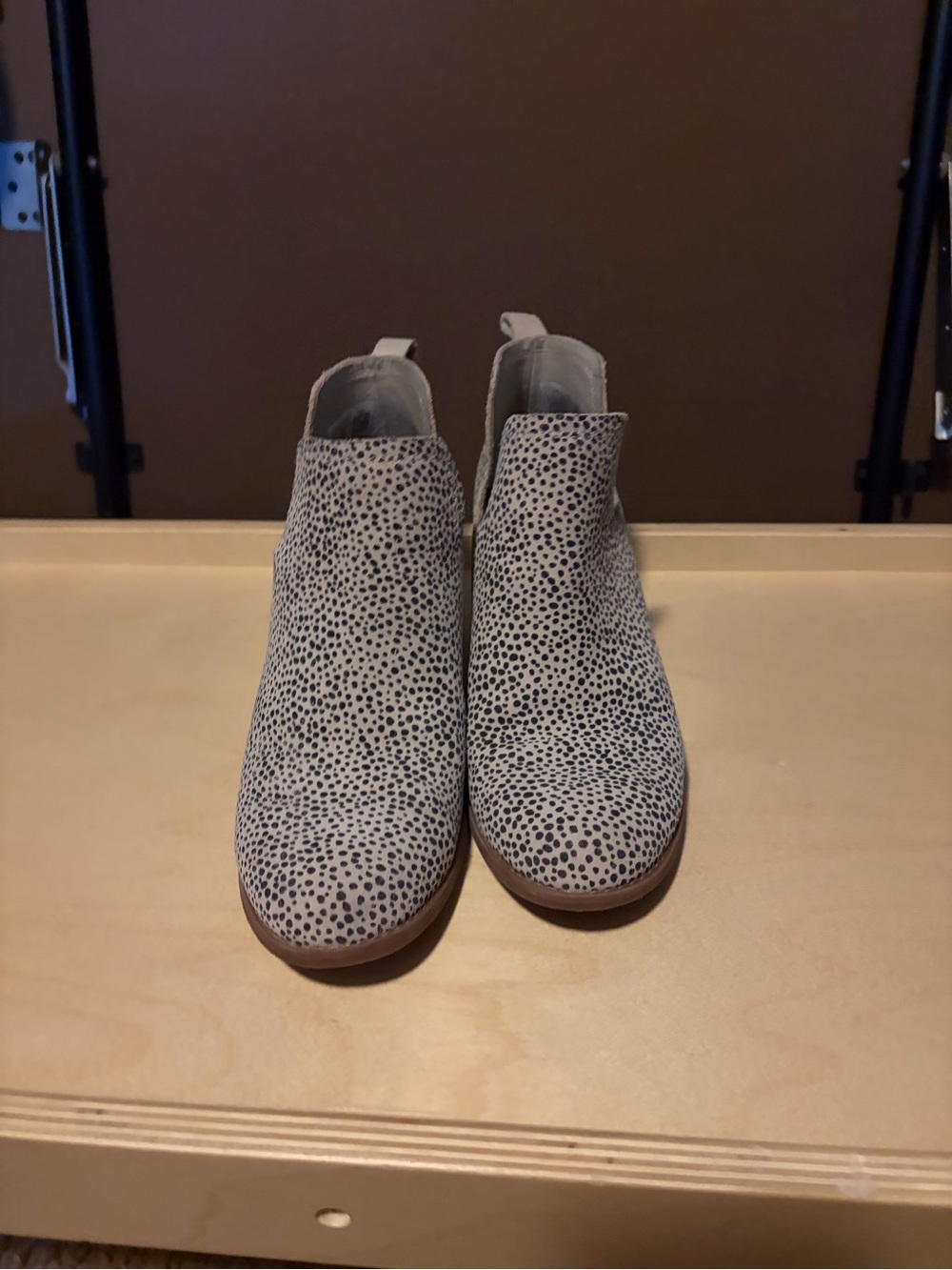 Toms Beige and Black Spotted Ankle Booties